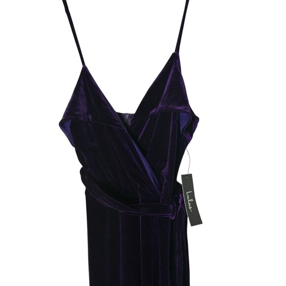 NWT Lulus Kylinna Velvet Sleeveless Wide-Leg Jumpsuit M Purple Wide Leg Holiday - Picture 8 of 16